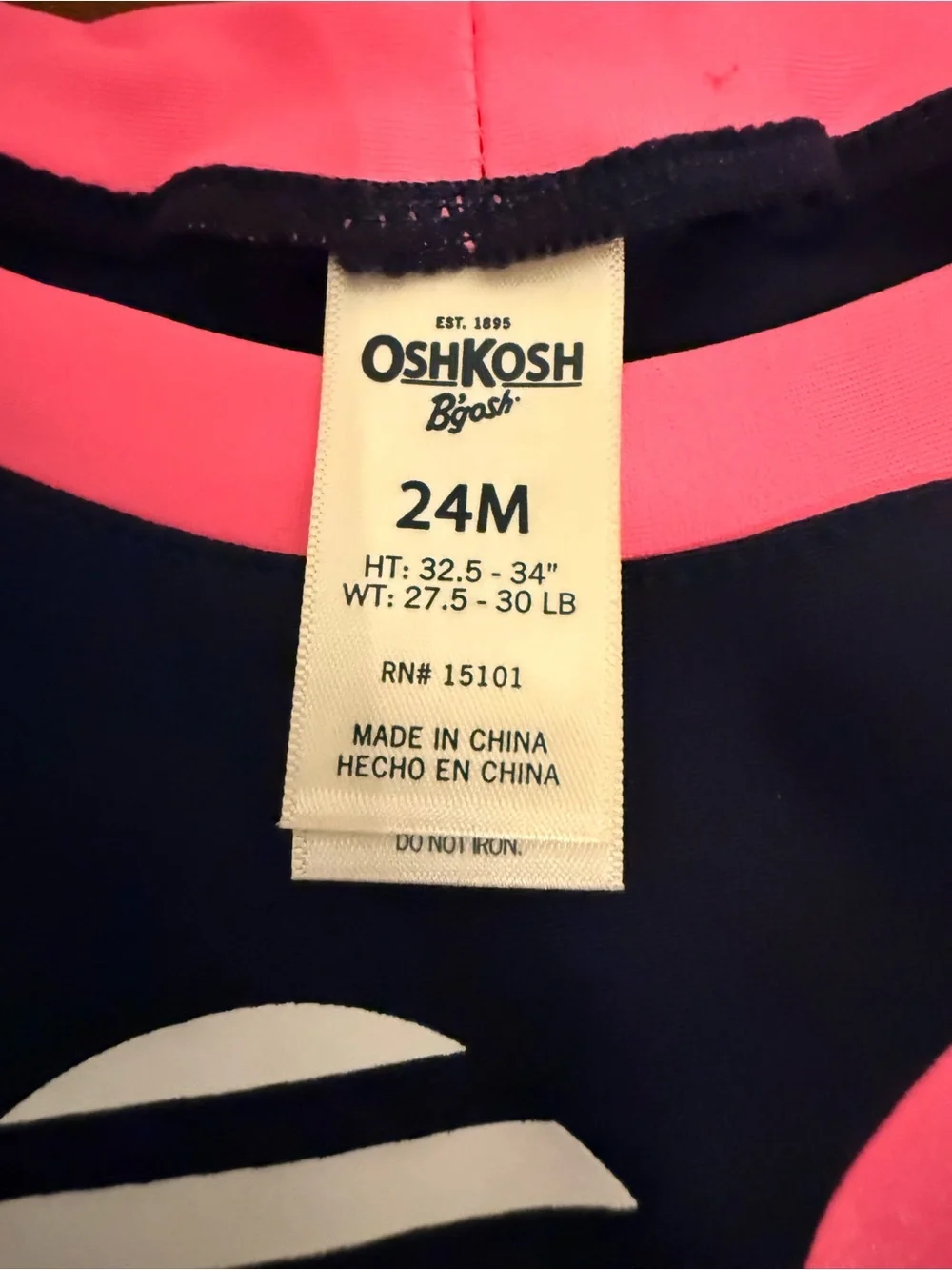 NWT OshKosh B'gosh Navy & Pink Heart Rash Guard Bikini Set, Size 24M